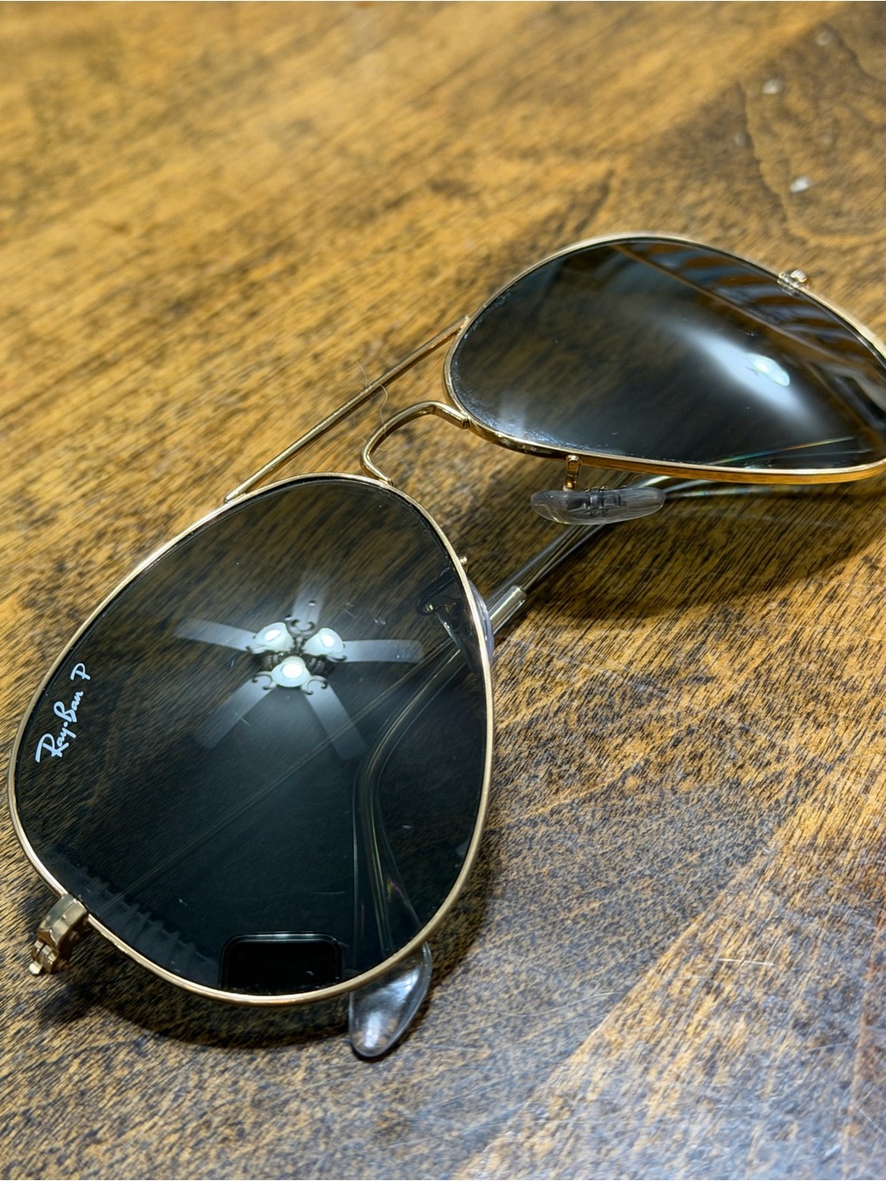 Ray-Ban Gold Frame Sunglasses with Dark Green Lenses